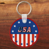 Porte-clés USA - Drapeau américain et étoiles en cercle (Recto)