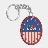 Porte-clés USA - Drapeau américain et étoiles en cercle (Devant gauche)