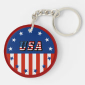 Porte-clés USA - Drapeau américain et étoiles en Porte - clé (Dos)