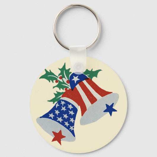 Porte-clés USA Drapeau American Patriotic Christmas Bells Art (Recto)