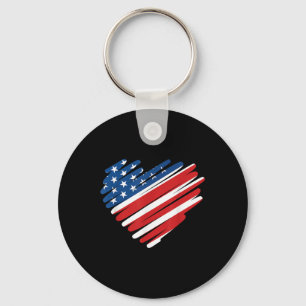 Porte-clés Usa Drapeau Coeur American Patriotic Memorial Day