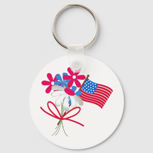 Porte-clés USA FLag et Flowers (Recto)