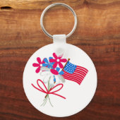 Porte-clés USA FLag et Flowers (Recto)