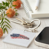Porte-clés USA Flag Square Keychain (Devant Droit)