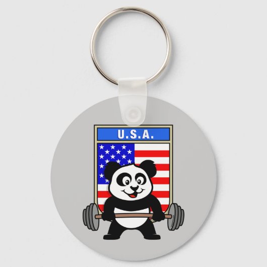 Porte-clés USA Panda haltérophilie (Recto)