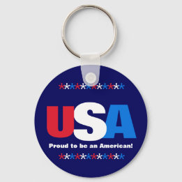Porte-clés USA Rouge Blanc Bleu Fier d'être Américain