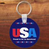 Porte-clés USA Rouge Blanc Bleu Fier d'être Américain (Recto)