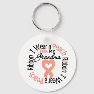 Porte-clés Uterine Cancer I Wear Peach Ribbon For My Grandma