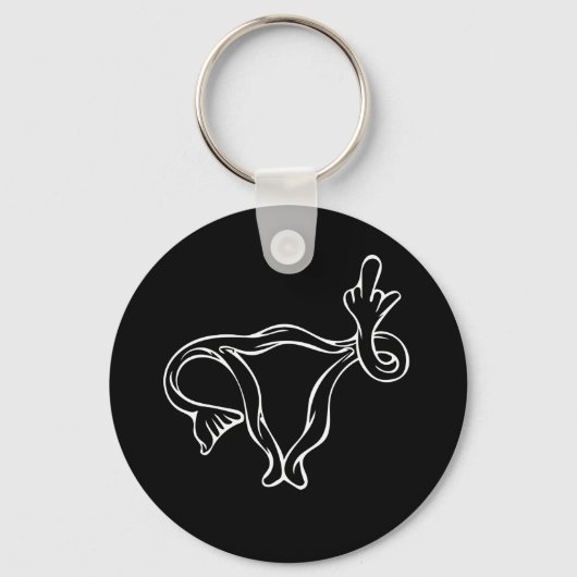 Porte-clés Uterus à doigt moyen Pro-choix (Recto)