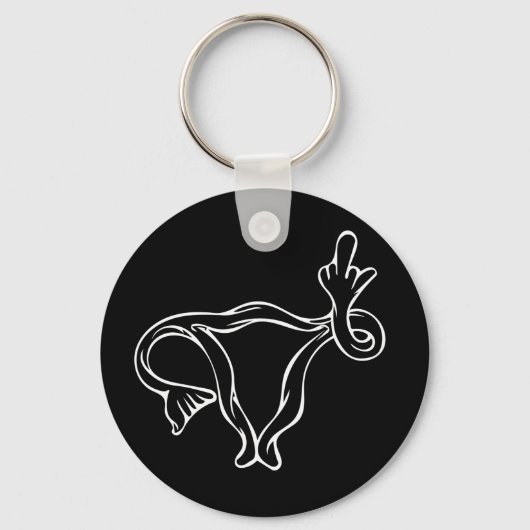 Porte-clés Uterus à doigt moyen Pro-choix (Recto)