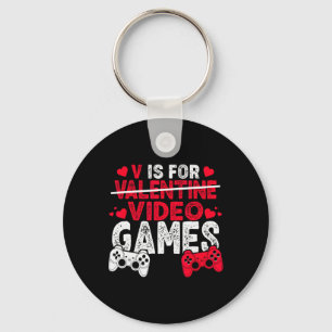 Porte-clés V Est Pour Jeux Vidéos Valentines Jour Joueur Garç