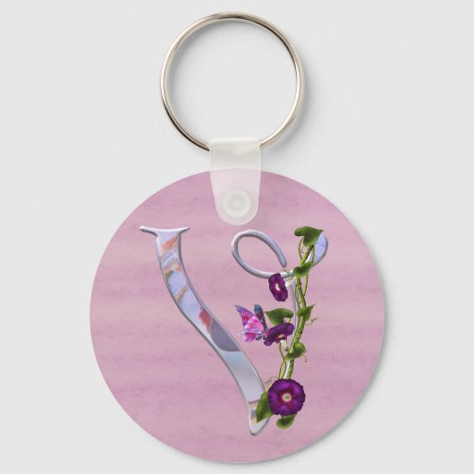 Porte-clés V initial papillon (Recto)