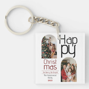 Porte-clés Vacances de Noël simples Typographie moderne Photo