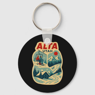 Porte-clés Vacances de ski vintage à Alta Utah Souvenir de vo