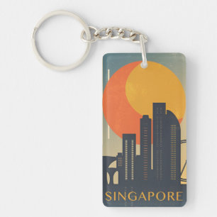 Porte-clés vacances de voyage rétro vintage Singapour Singapo
