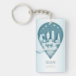 Porte-clés vacances de voyage vintage rétro Xian Chine