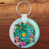 Porte-clés Vacances d'été Plage Ocean au coucher du soleil (Verso)