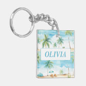 Porte-clés Vacances d'été Plage Palm Trees - Customisé (Devant gauche)