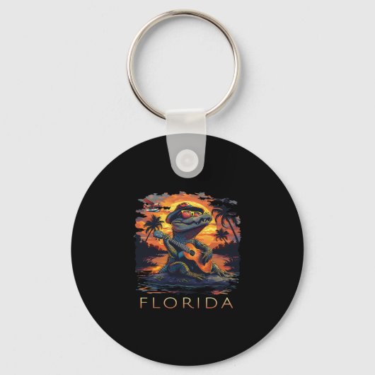 Porte-clés Vacances en Floride Alligator Mignon (Recto)