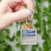 Porte-clés Vacances heureuses écrites sur la plage (main)