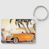 Porte-clés Vacances vintage en voiture convertible (Recto)