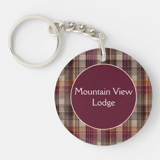 Porte-clés Vacation Rental custom Keychain Gingham Pattern (Devant)