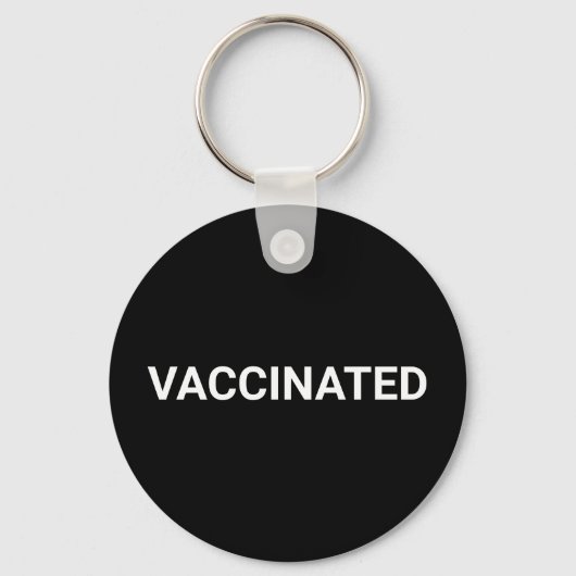 Porte-clés Vacciné, noir blanc simple personnalisable (Recto)