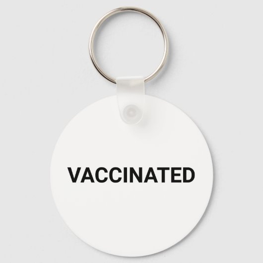 Porte-clés Vacciné, noir blanc simple personnalisé (Recto)
