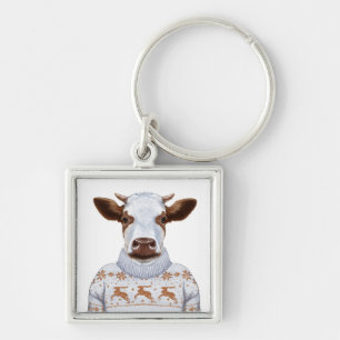 Porte-clés Vache à chandail de Noël
