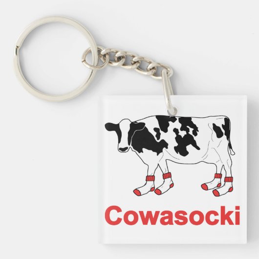 Porte-clés Vache à lait dans les chaussettes - vache à (Devant)