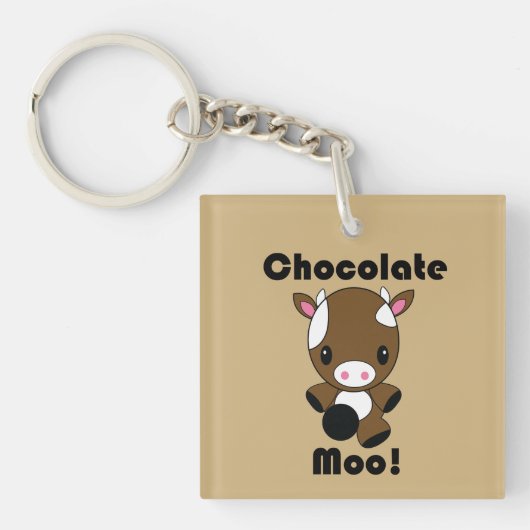Porte-clés Vache à MOO Kawaii de chocolat (Devant)