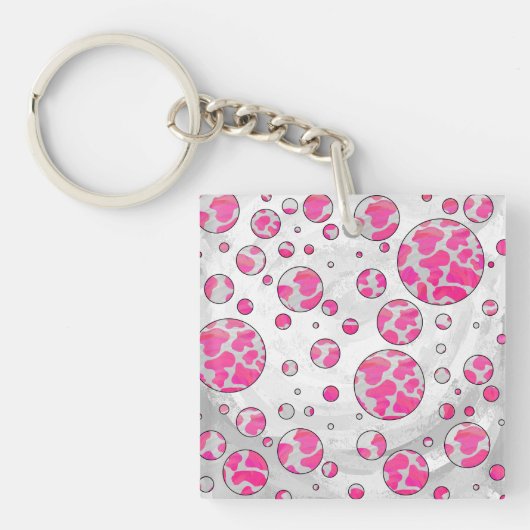 Porte-clés Vache à pois Rose et Blanche (Devant)