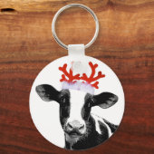 Porte-clés Vache avec Antlers de rennes (Recto)