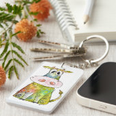 Porte-clés Vache blanche couleur blanc mignon (Devant droit)