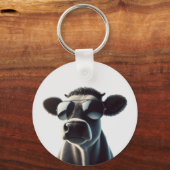 Porte-clés Vache branchée en lunettes de soleil (Recto)