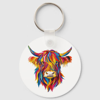 Porte-clés vache coloré – Art d'animal de ferme vi
