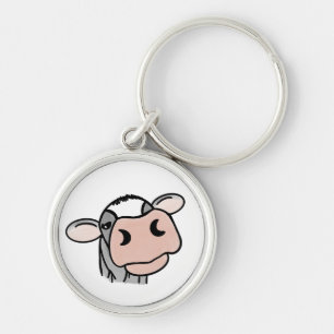 Porte-clés vache de dessin animé noir blanc rose baiser gris