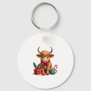 Porte-clés Vache de Noël vintage des Highlands avec cadeau à