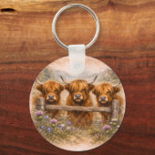Porte-clés Vache des Highlands - Animaux à l'aquarelle (Recto)