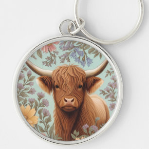Porte-clés Vache des Highlands Pastel Floral Inspiré de Willi