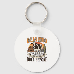 Porte-clés Vache drôle Deja Moo Création de chemise western v