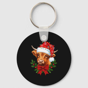 Porte-clés Vache écossaise des Highlands Noël Vache drôle Ama