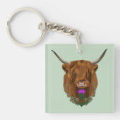 Porte-clés Vache écossaise des Highlands Thistle celtique vio (Devant)
