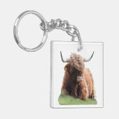Porte-clés Vache Écossaise Mignonne aux longs poils des Highl (Devant gauche)