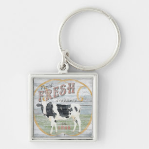 Porte-clés Vache fraîche vintage à industrie latière