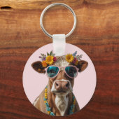Porte-clés Vache gaie avec lunettes de soleil (Recto)