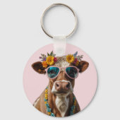 Porte-clés Vache gaie avec lunettes de soleil (Verso)