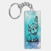 Porte-clés Vache Highland avec papillon (Devant gauche)