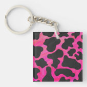 Porte-clés Vache Imprimé Rose Chaud et Noir (Devant)