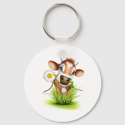 Porte-clés Vache Jersey dans l'herbe (Recto)